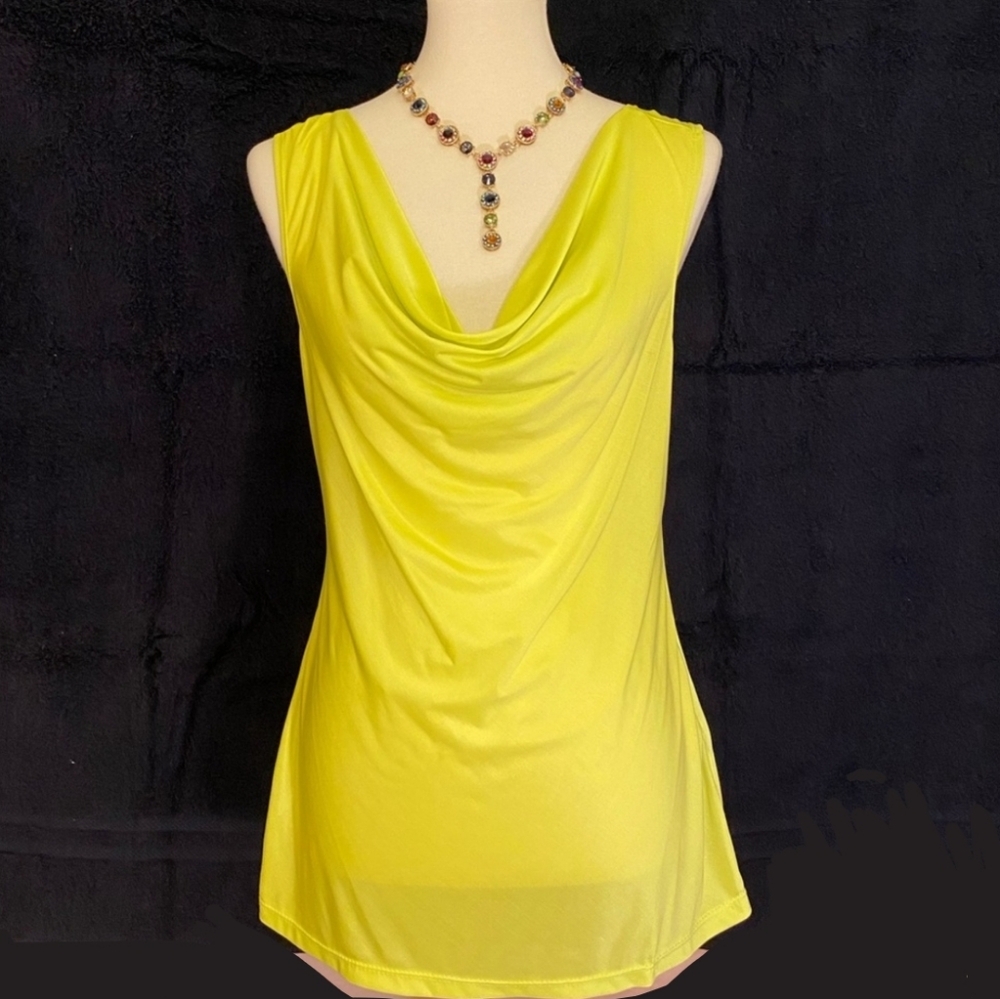 Rampage Yellow Drape Front Sleeveless Top